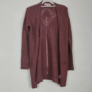 Pink Rose Women Rose Burgundy Knit Open Front‎ Cardigan Sweater Size Small